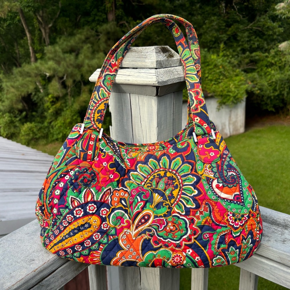 Vera Bradley Orange Blue Green Venetian Shoulder Bag - Picture 9 of 11